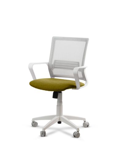 Silla de Trabajo LINK White Neumática con Asiento Tela