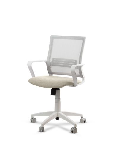 Silla de Trabajo LINK White Neumática con Asiento Tela