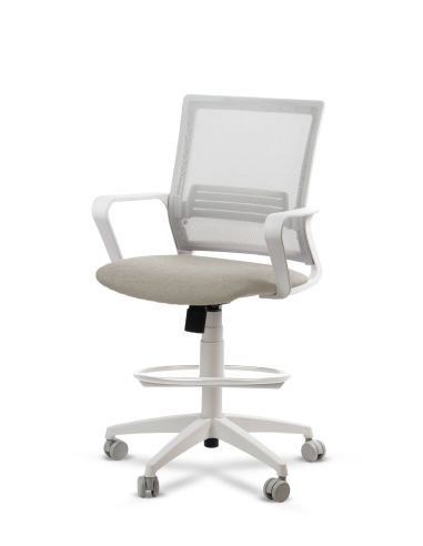 Silla de Trabajo LINK White Cajera Neumática con Asiento Tela