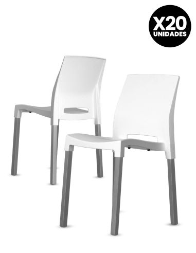 Silla Quadra Blanca - Patas Grises x20