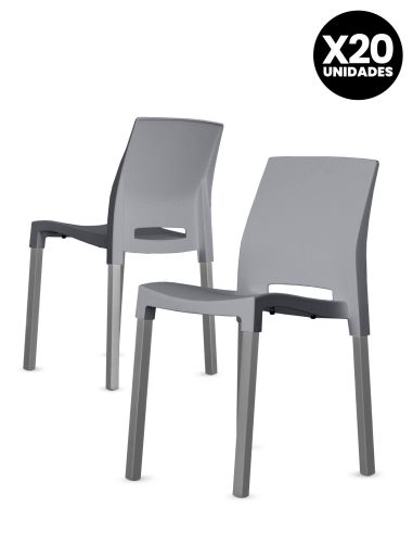 Silla Quadra Gris - Patas Grises x20