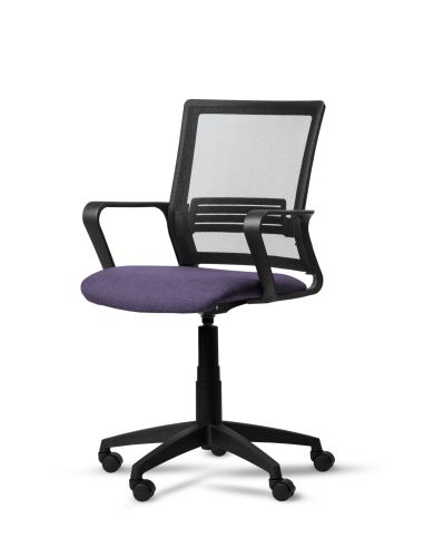 Silla Violeta de Trabajo LINK Negra Neumática con Asiento de Tela