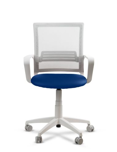 Silla Azul de Trabajo LINK White Neumática con Asiento Tela