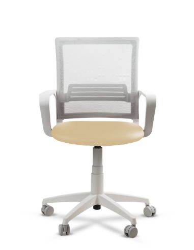 Silla Beige de Trabajo LINK White Neumática con Asiento Tela