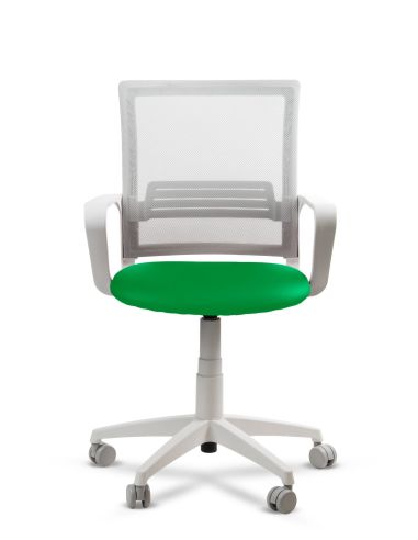 Silla Verde Fosco de Trabajo LINK White Neumática con Asiento Tela